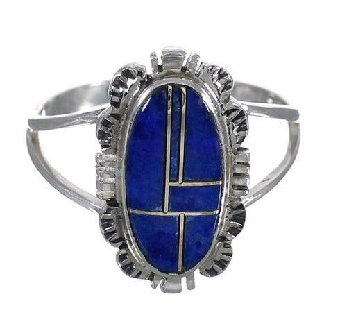 Southwest Lapis And Sterling Silver Jewelry Ring Size 8-1/4 VX61118